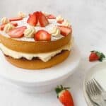 victoria sponge cake on a cake stand