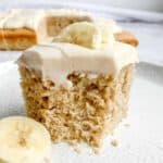 square slice of gluten free banana cake
