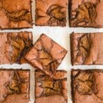 gluten free pumpkin brownies sliced into squares.
