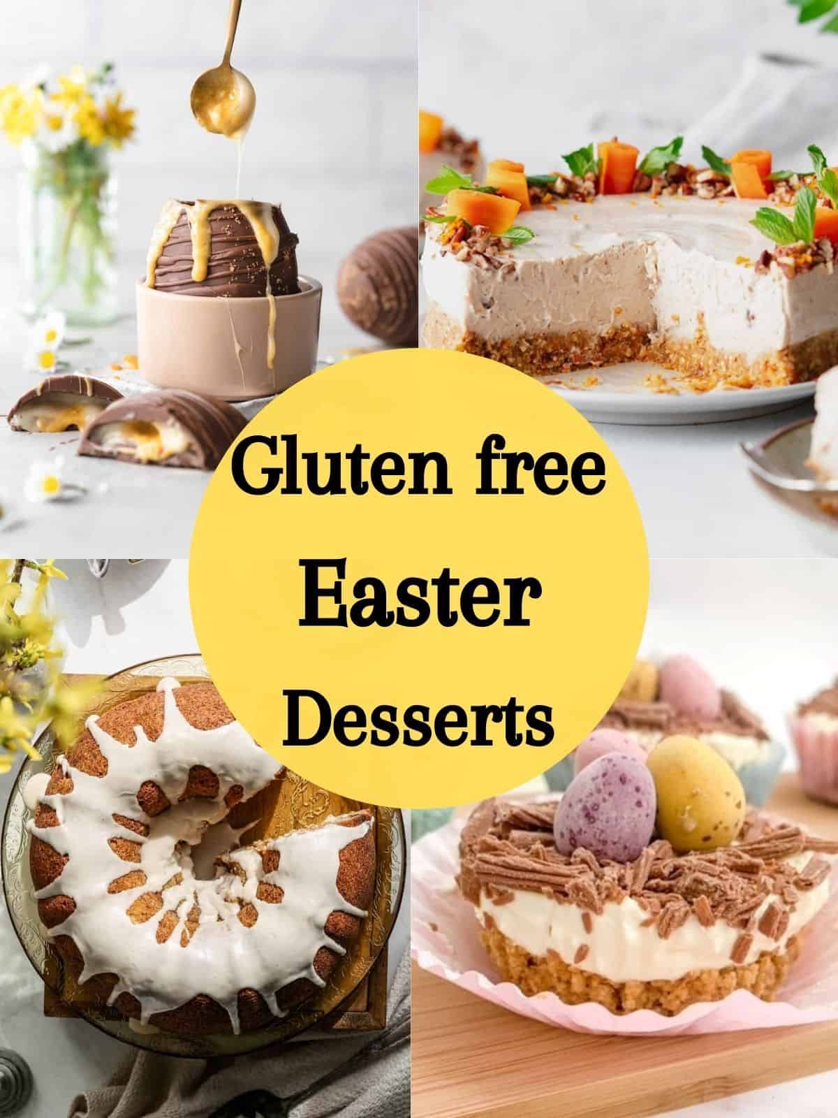 photo collage of gluten free easter desserts text overlay.
