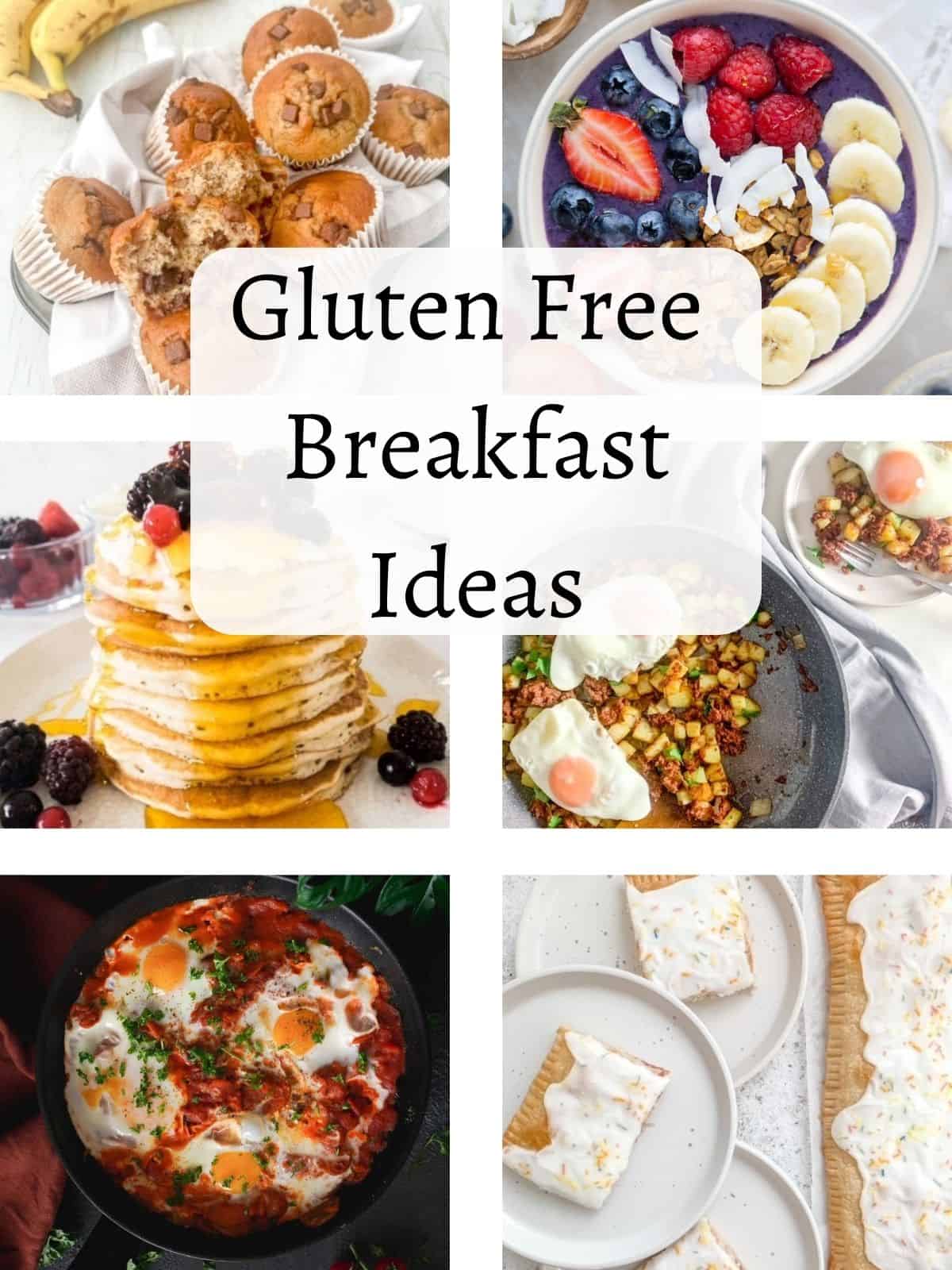 Collage of gluten free breakfast recipes.