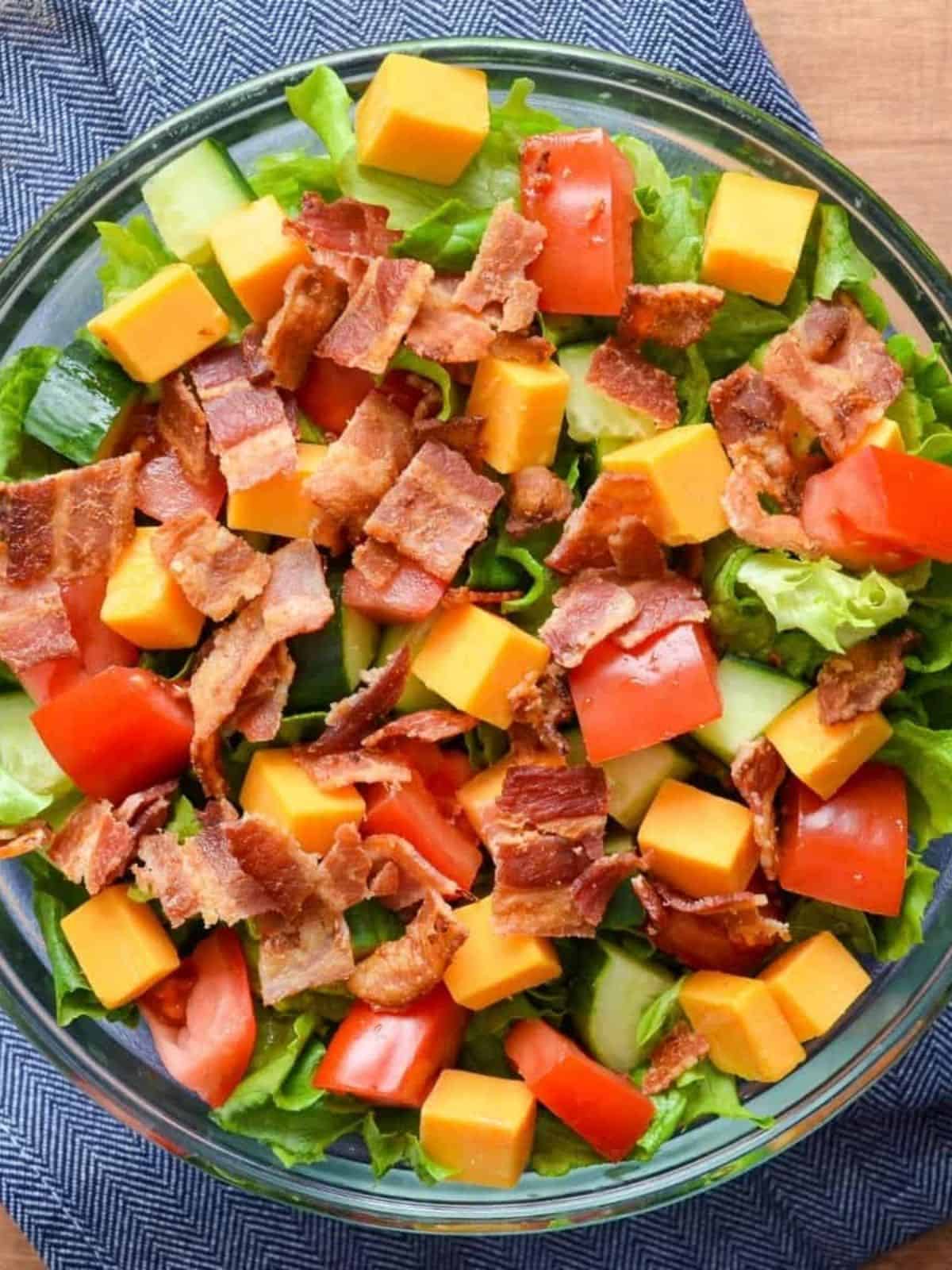 Bacon lettuce and tomato salad in a bowl.