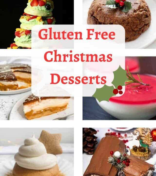 A collection of gluten free Christmas dessert images.