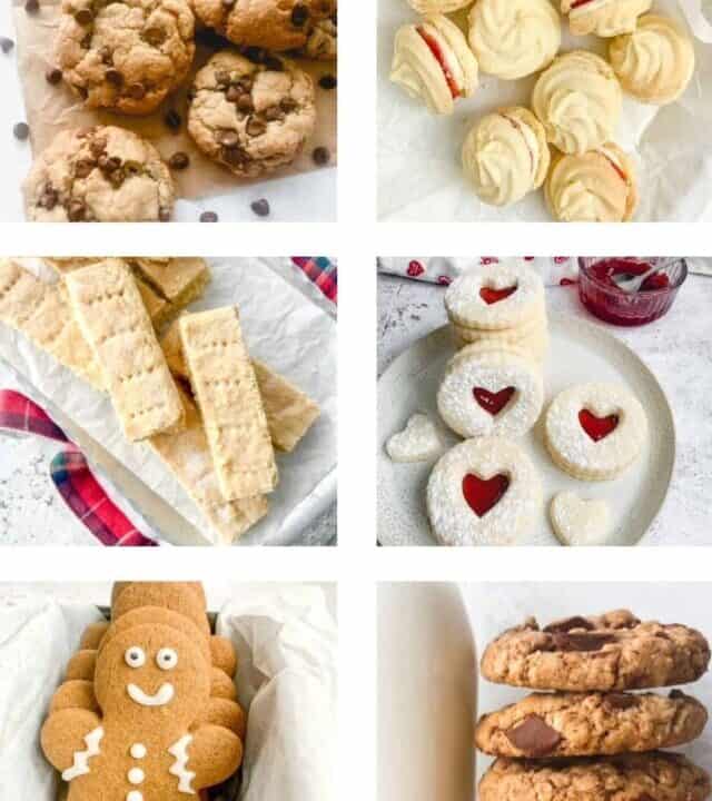 Collage of various gluten free cookie images.