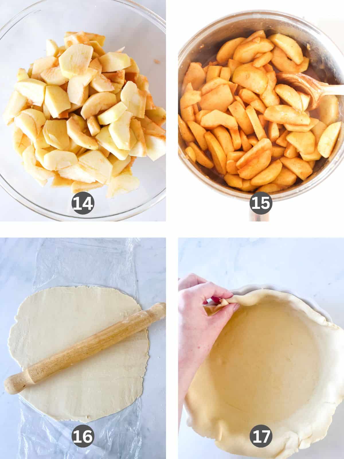 Images of making the apple pie filling.