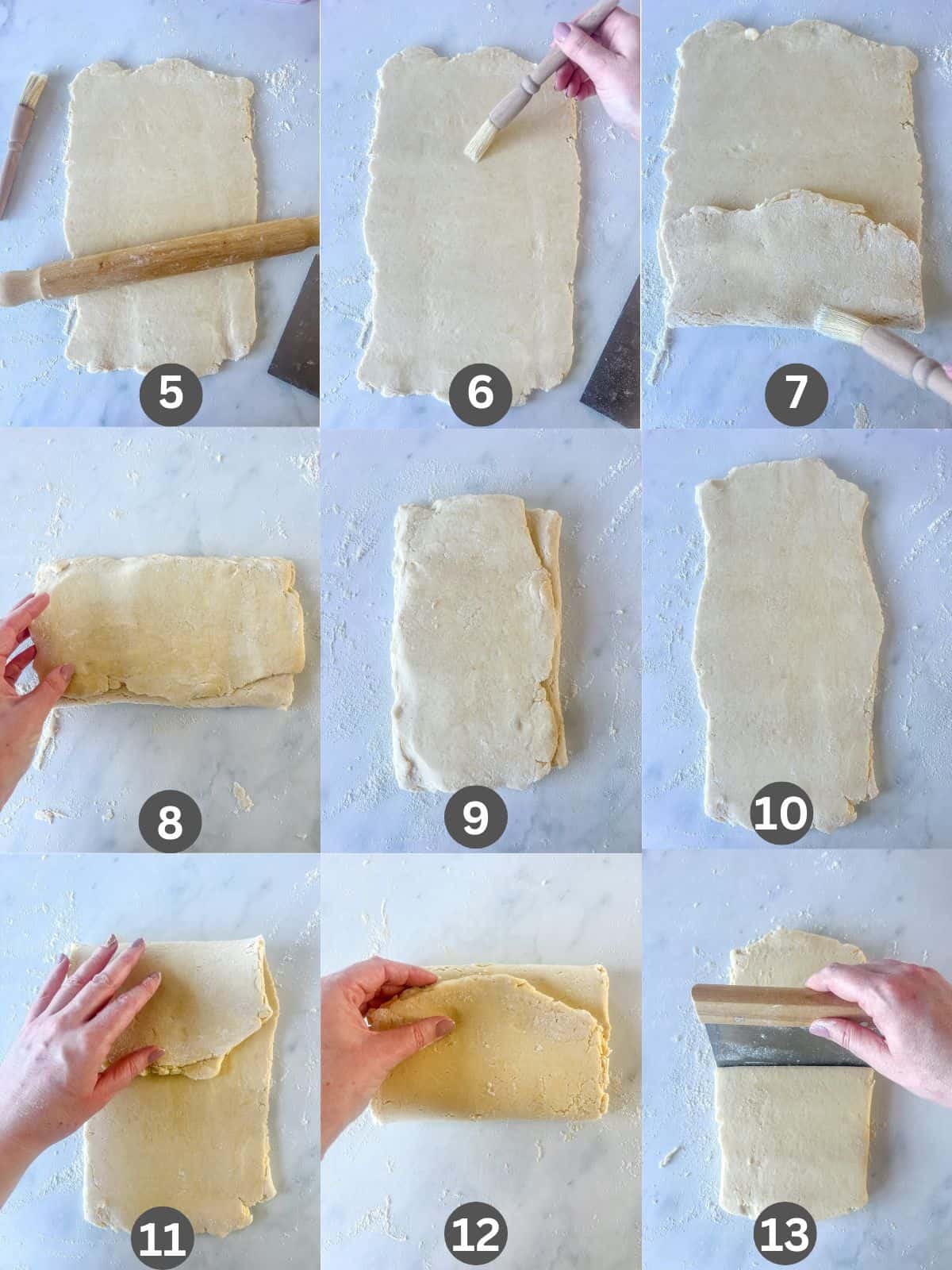 side by side images of the pastry lamination process.