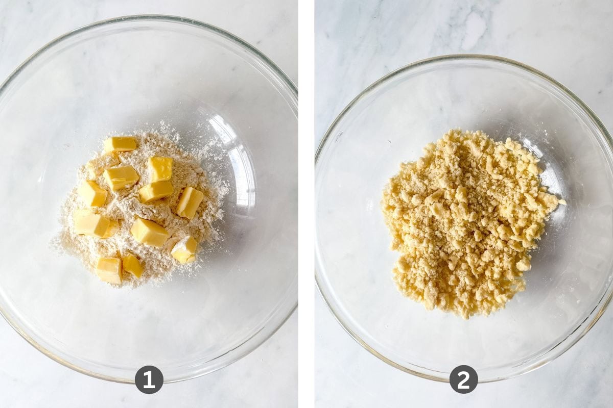 Butter and flour in a clear bowl.