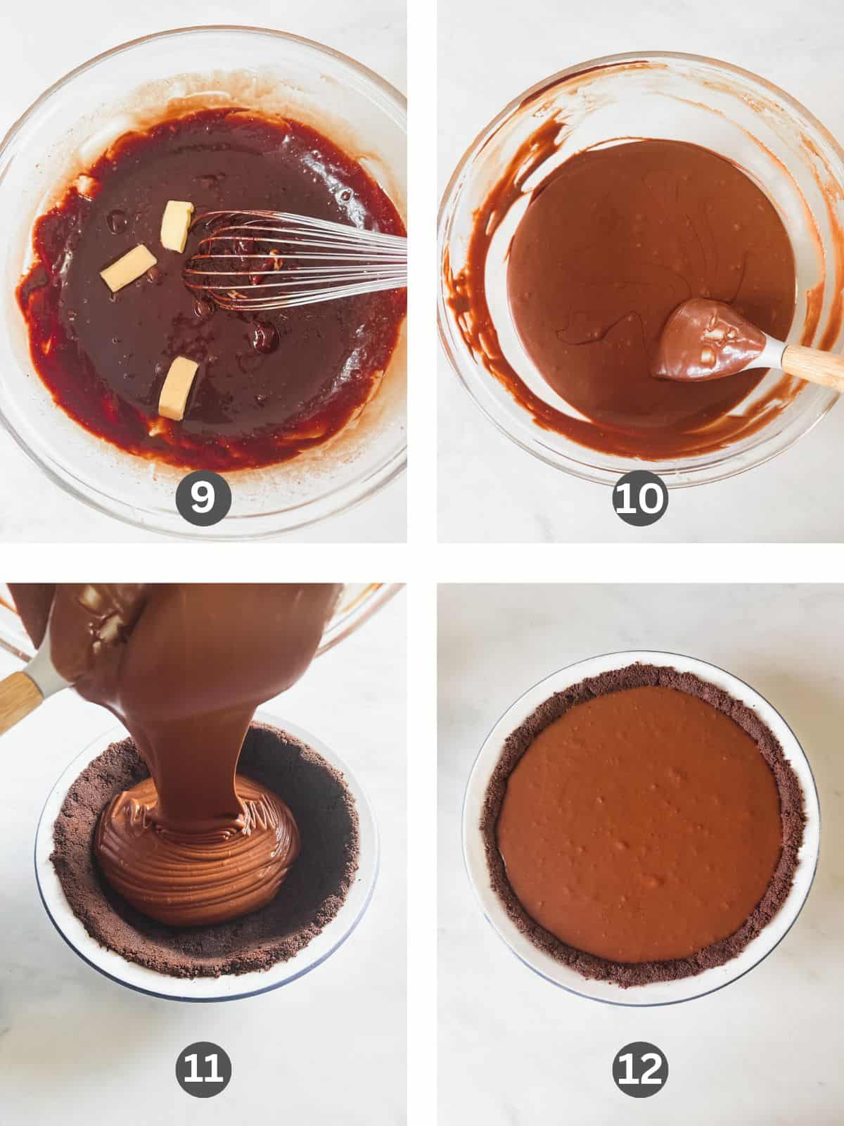 Images of making the chocolate filling.
